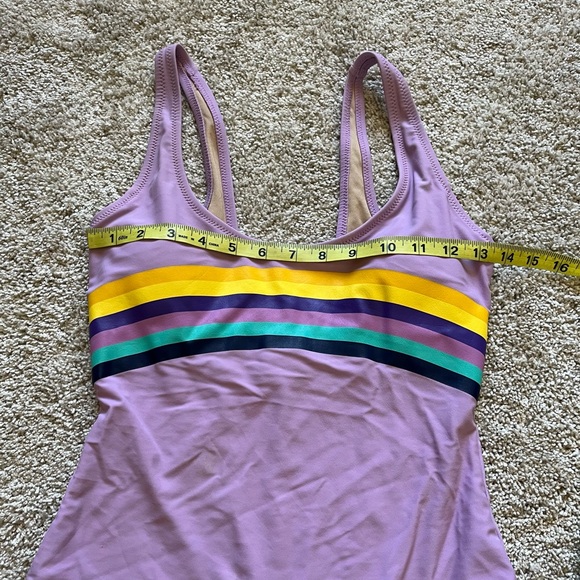 Old Navy Women’s One Piece Purple Striped Swimsuit Size Small Padded - Picture 2 of 8
